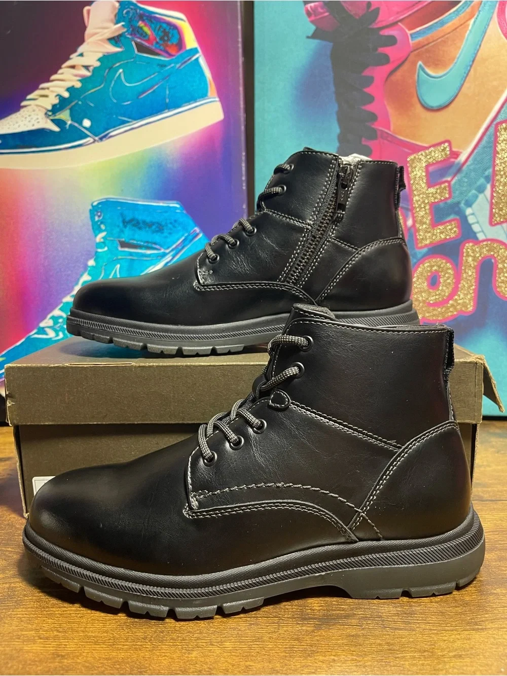 Florsheim Lookout Jr. Boys Plain Toe Lace Up Boots in black size 3